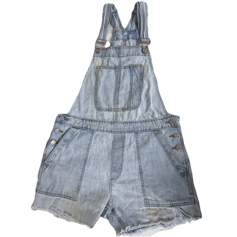 Gap Denim Overall Shorts Shortalls Womens Small Blue Americana Classic Festival‎